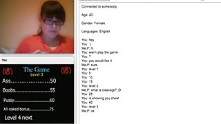 20yo nerdy girl with glasses plays a sex game on chat roulette